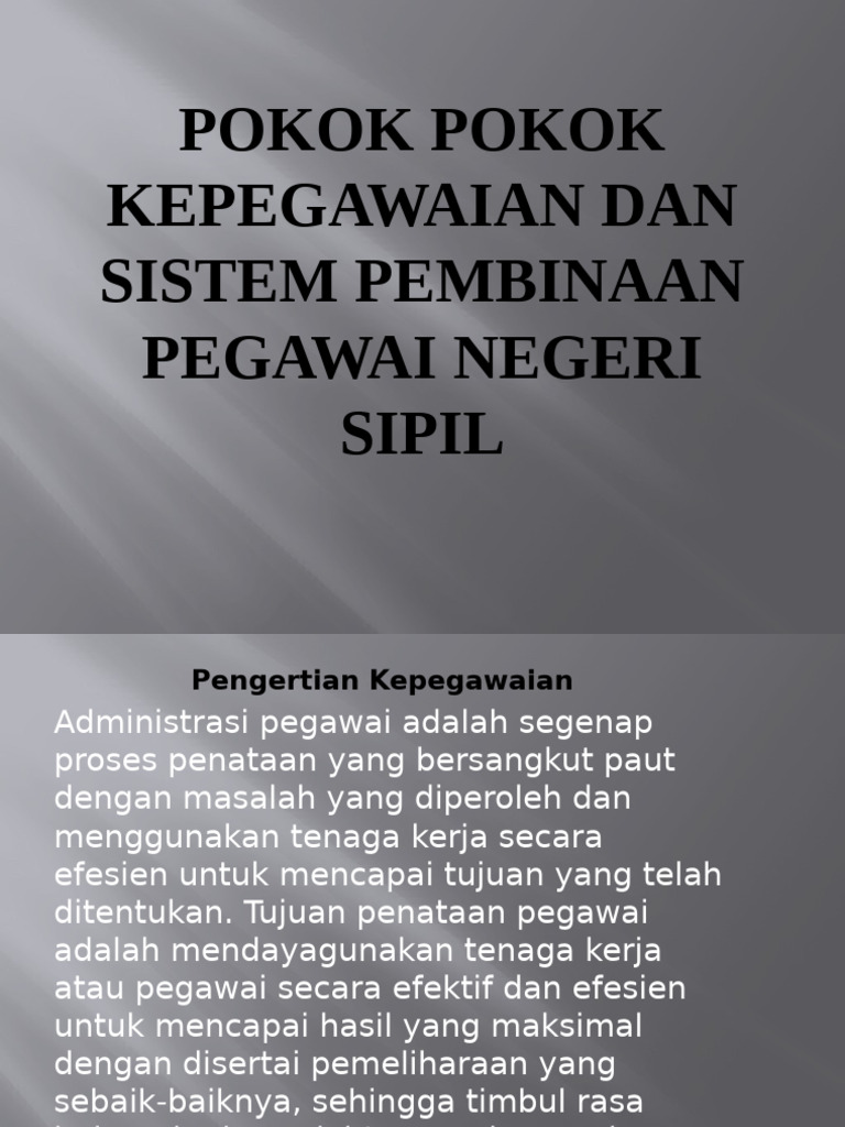 Pokok Pokok Kepegawaian Dan | PDF