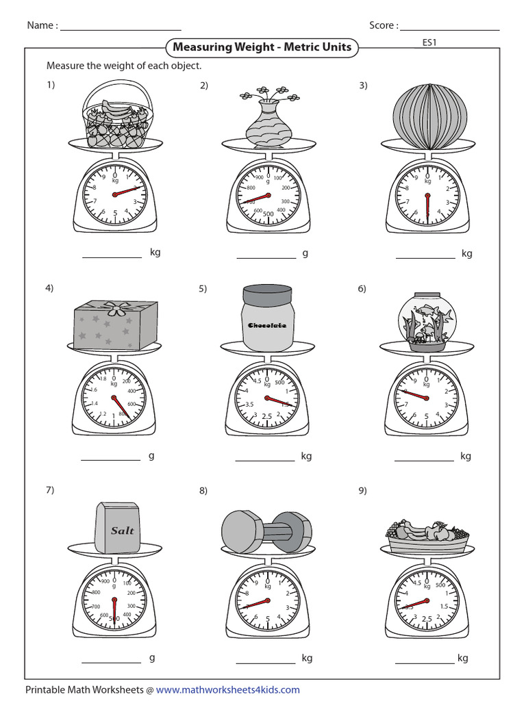 Metric Weight Measurement Worksheets | PDF | Metrology | Quantity
