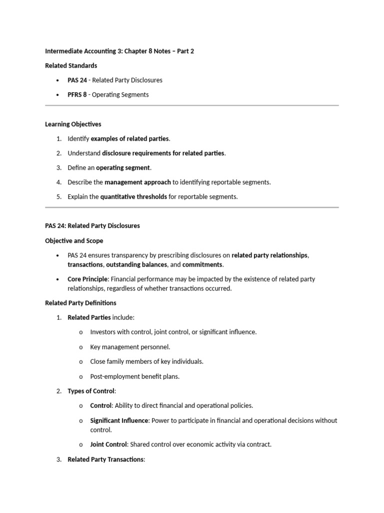 Related Party Disclosures & Segments | PDF | Information | Business ...