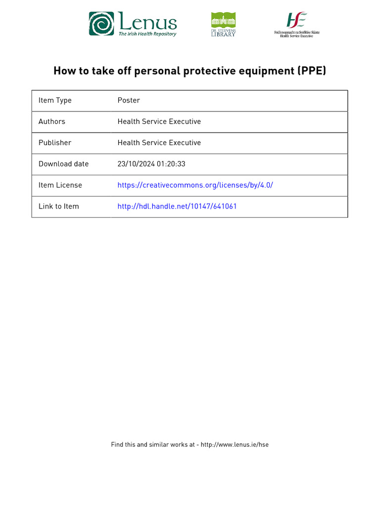 HSE West Taking Off PPE A4 Poster Ver 2 PROOF | PDF | Personal ...