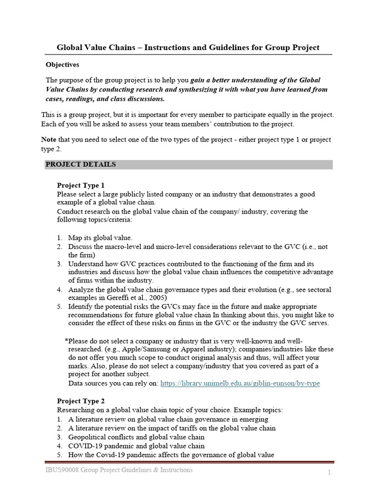 IBUS90008 Global Value Chains Project Guide | PDF | Career & Growth ...