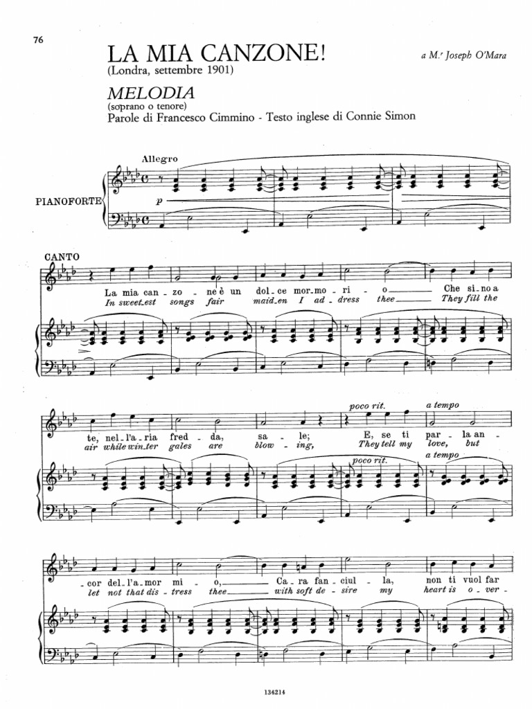 Tosti - Romanza - La Mia Canzone - (30) Spartito | PDF