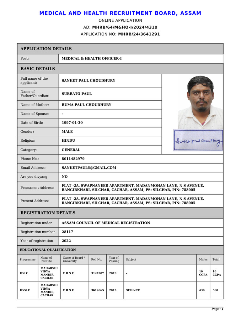 Application | PDF | Medicine | Health Sciences