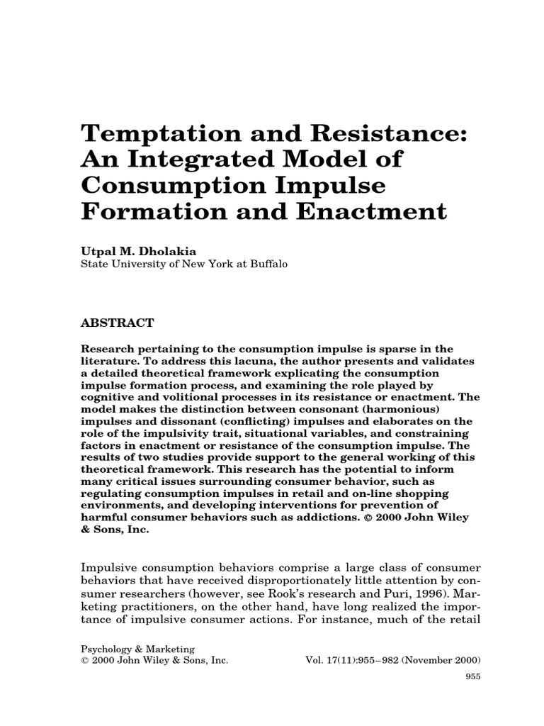 Consumption Impulse Model Explained | PDF | Impulsivity | Behavior