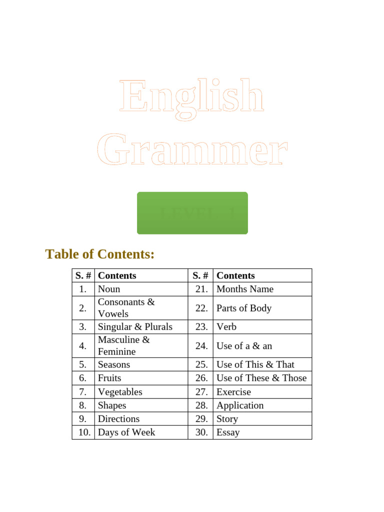 1st Class Grammer Book Pdf Grammatical Gender Plural