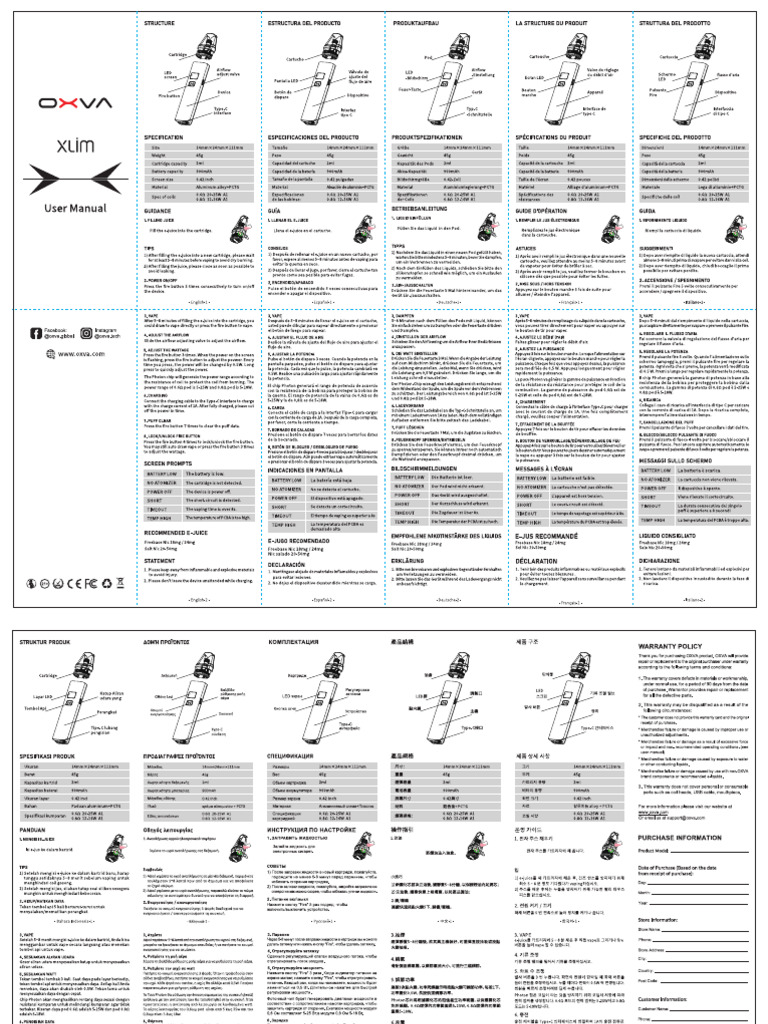 Oxva Xlim User Manual