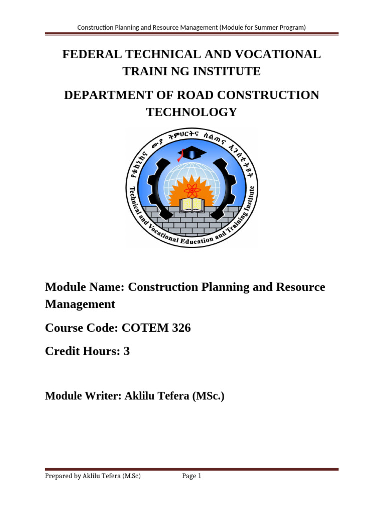 Construction Planning & Resource Management Module | PDF