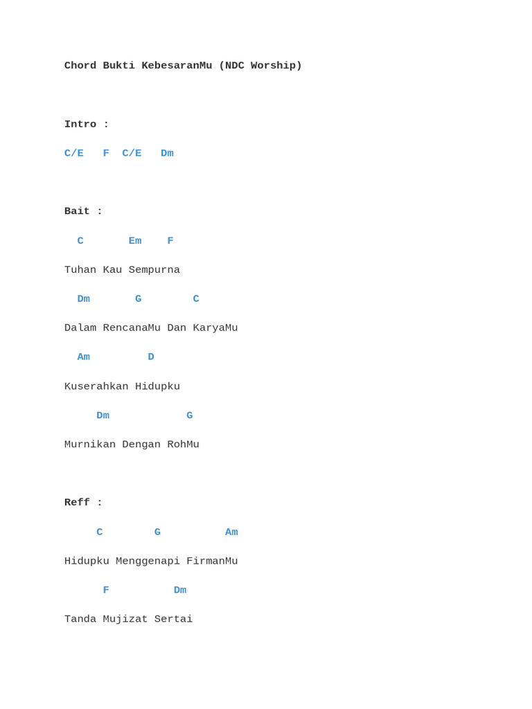 Chord Bukti KebesaranMu PDF