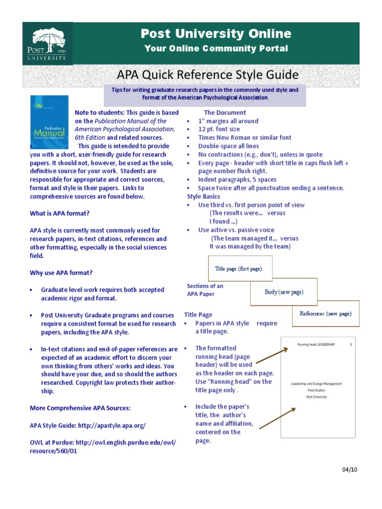APA Style Guide | PDF | Apa Style | American Psychological Association