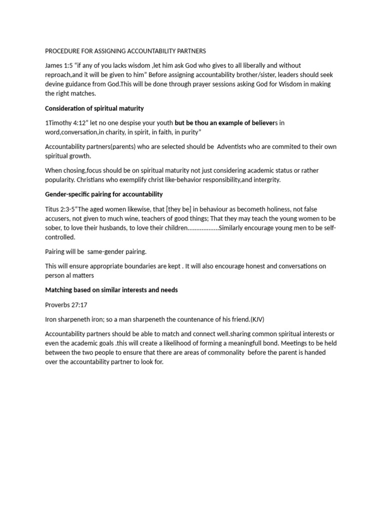 Assigning Spiritual Accountability Partners | PDF