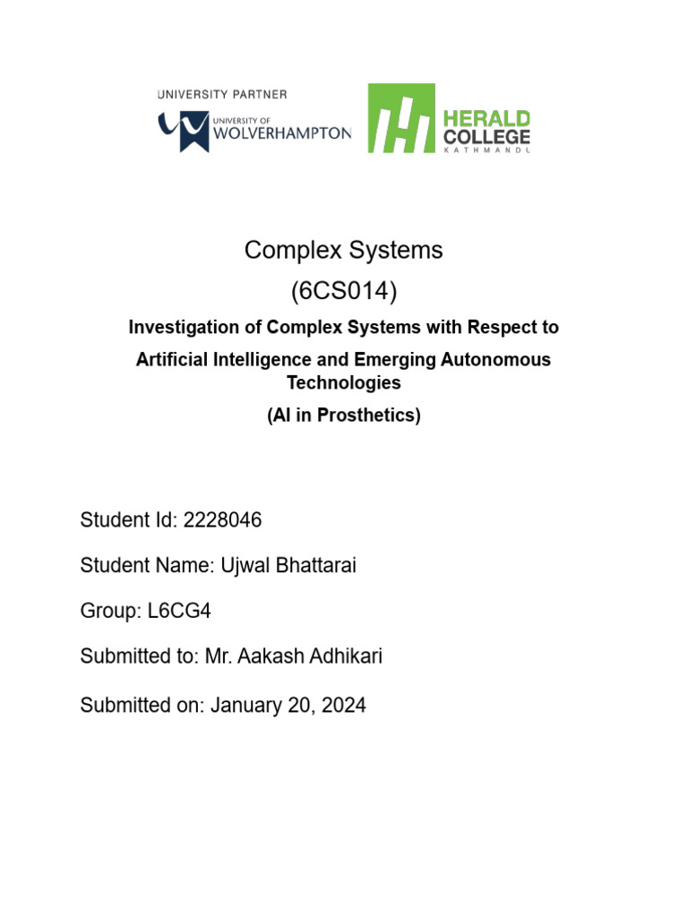 Complex System Report Ujwal Bhattarai | PDF | Prosthesis | Deep Learning