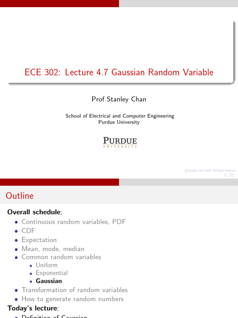Slide - 4 - 07 (Lecture 4.7 Gaussian Random Variable) | PDF | Normal ...