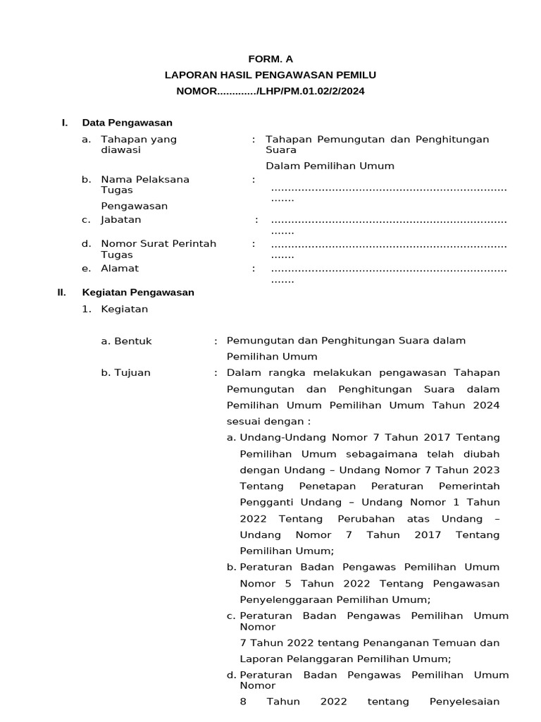 Laporan Pengawasan Pemilu 2024 | PDF