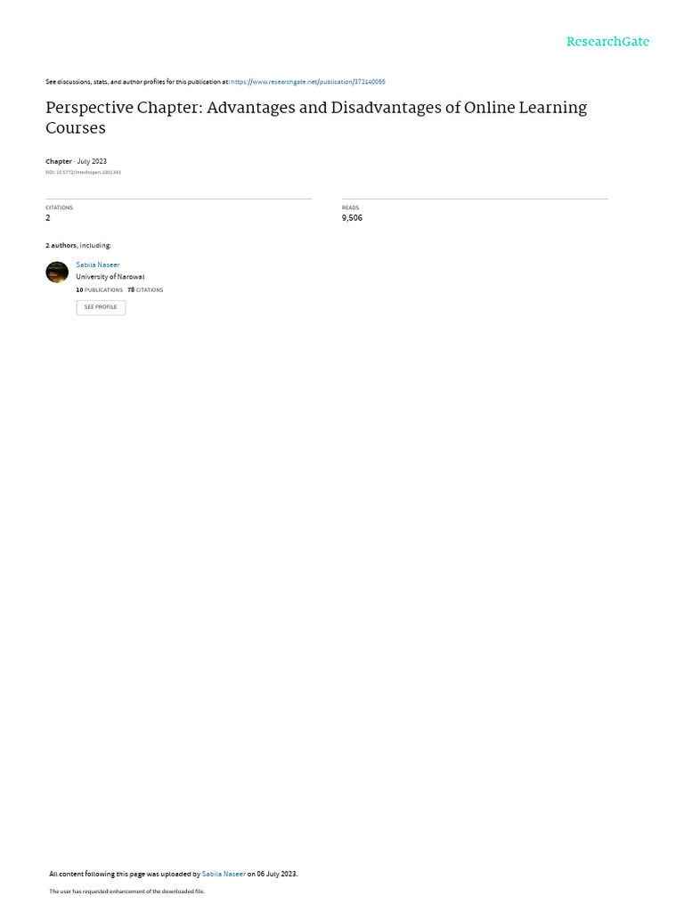 Advantages and Disadvantages of Online Learning | PDF | Educational ...