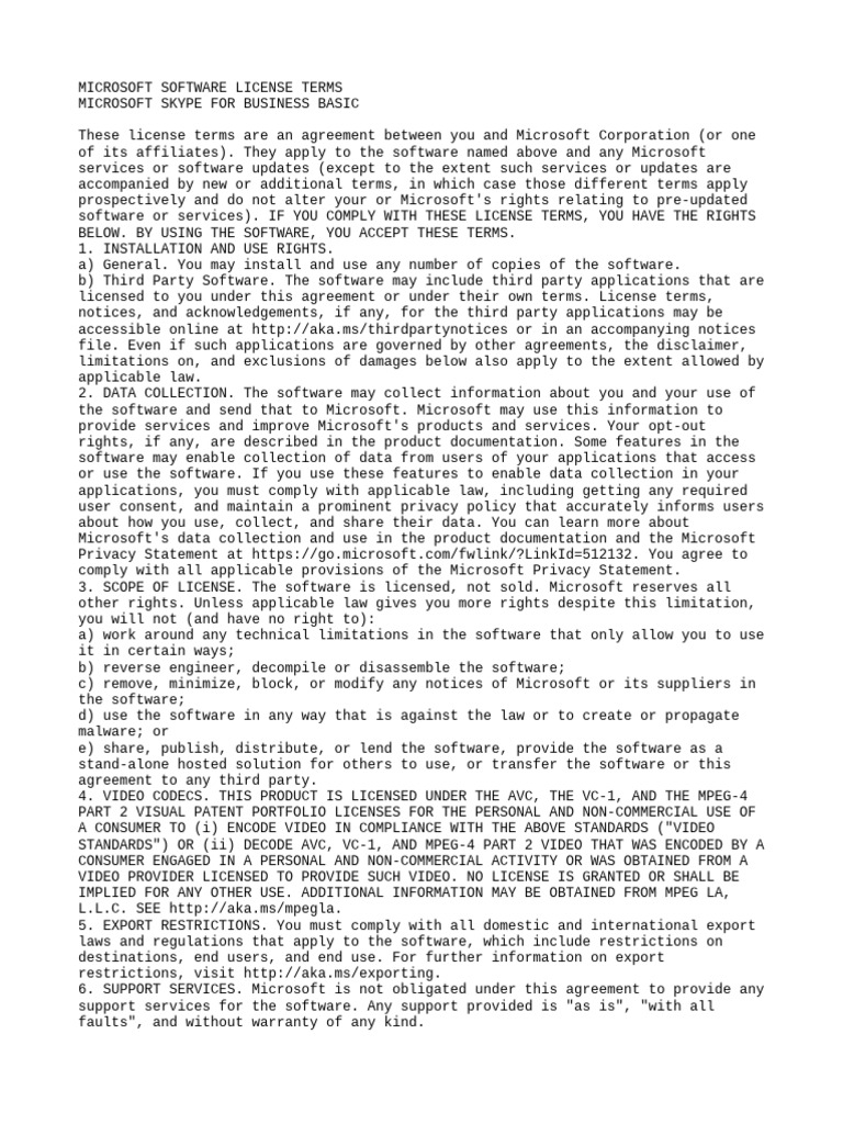 SkypeForBusinessBasic2019 Eula | PDF | Legal Liability | Damages