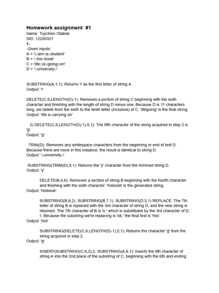 String Manipulation Homework | PDF