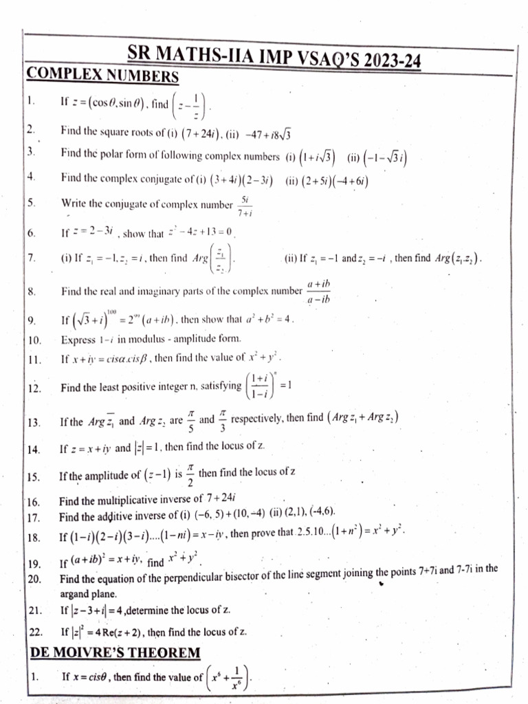 Complex Numbers and Quadratic Equations Guide | PDF | Circle ...