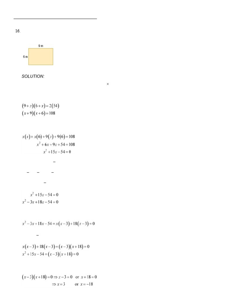 Quadratic Equations by Factoring | PDF | Factorization | Area