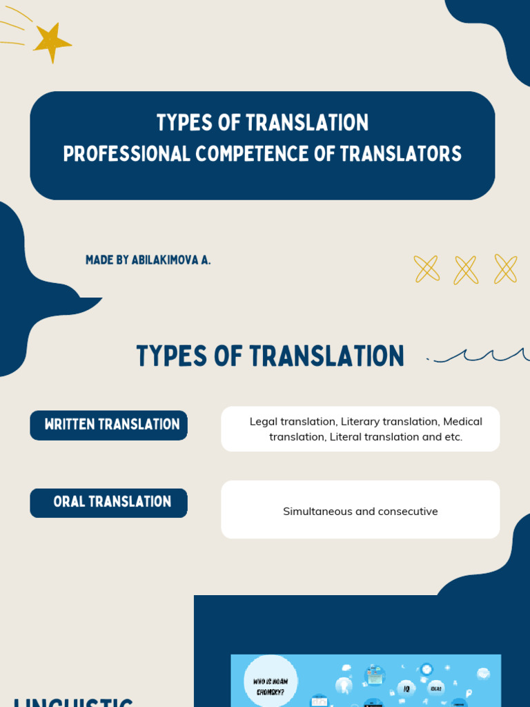 Types of translation professional competence of translators pdf