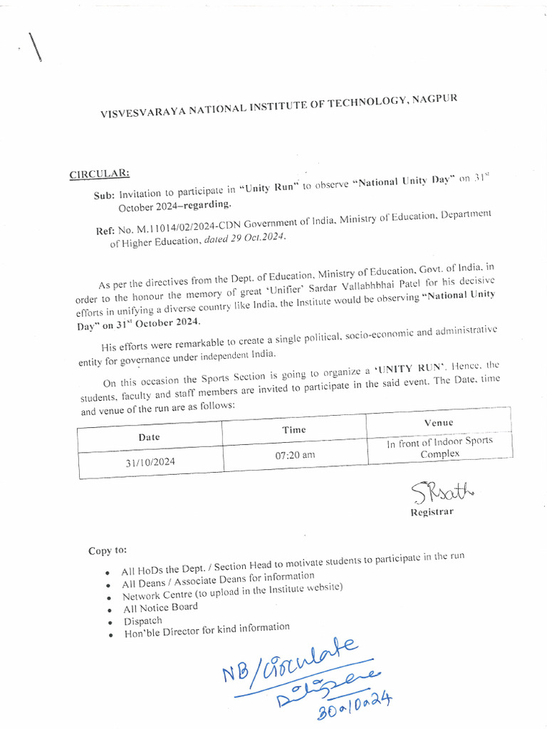 Invitation To Participate in Unity Run | PDF