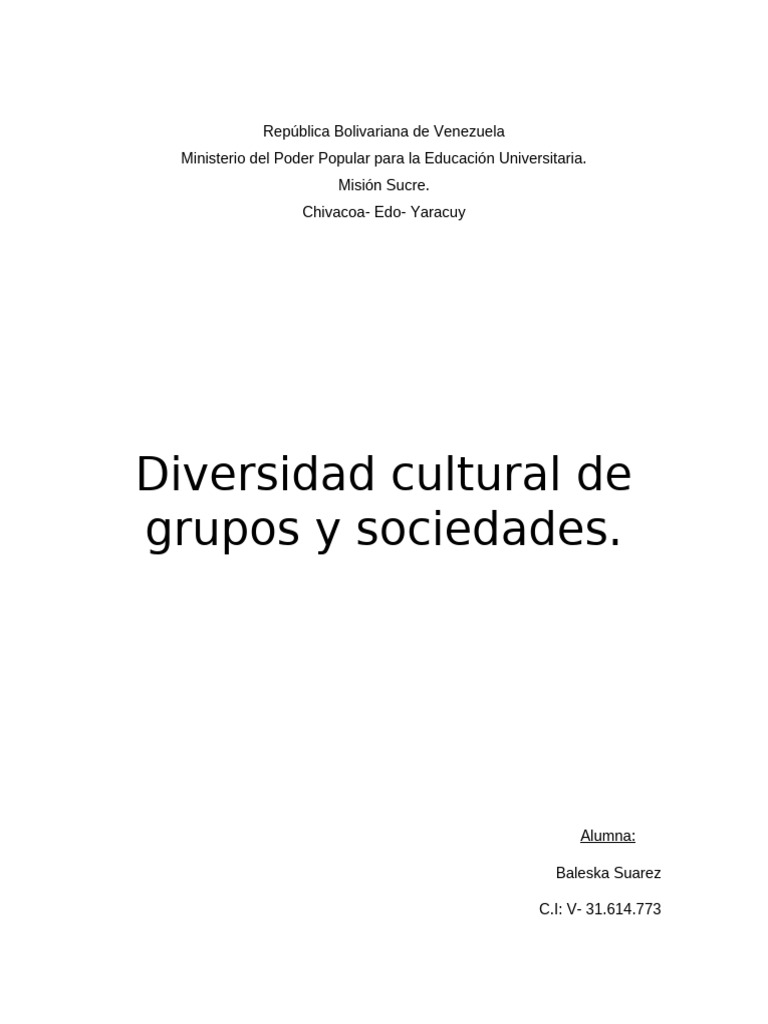 Importancia de la Diversidad Cultural | PDF | Sociedad | Racismo