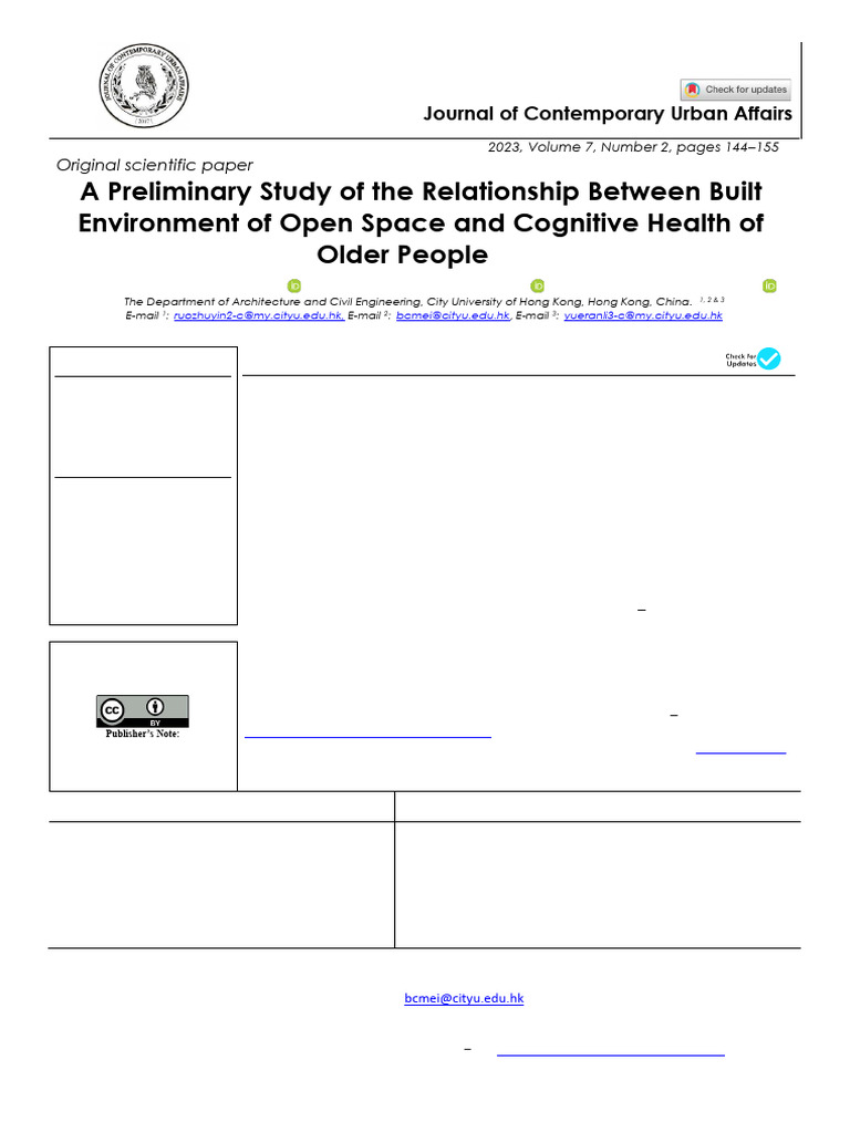 A Preliminary Study of The Relationship Between Built Environment of ...