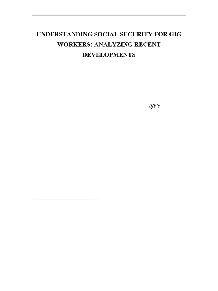 Social Security for Gig Workers | PDF | Welfare | Employment