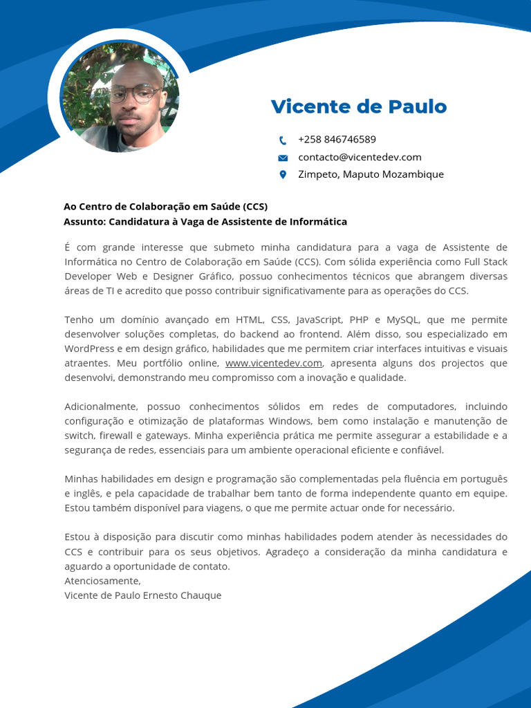 Carta De Apresentação Ccs Pdf