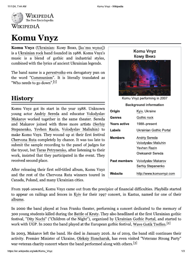 Komu Vnyz - Wikipedia | PDF