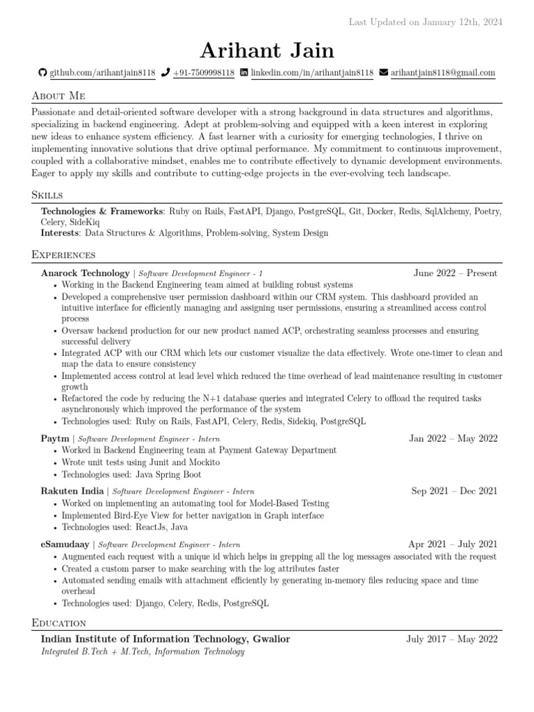 Software Developer Profile | PDF | Ruby On Rails | Postgre Sql