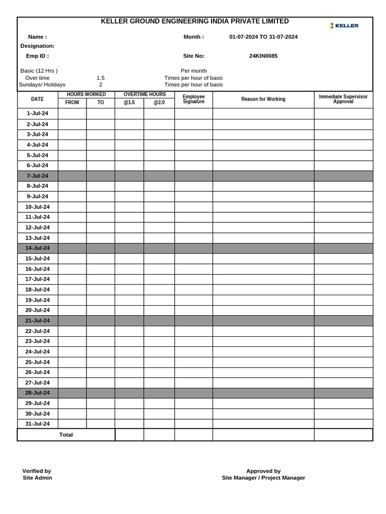 Timecard Format | PDF | Labor Rights | Business Ethics