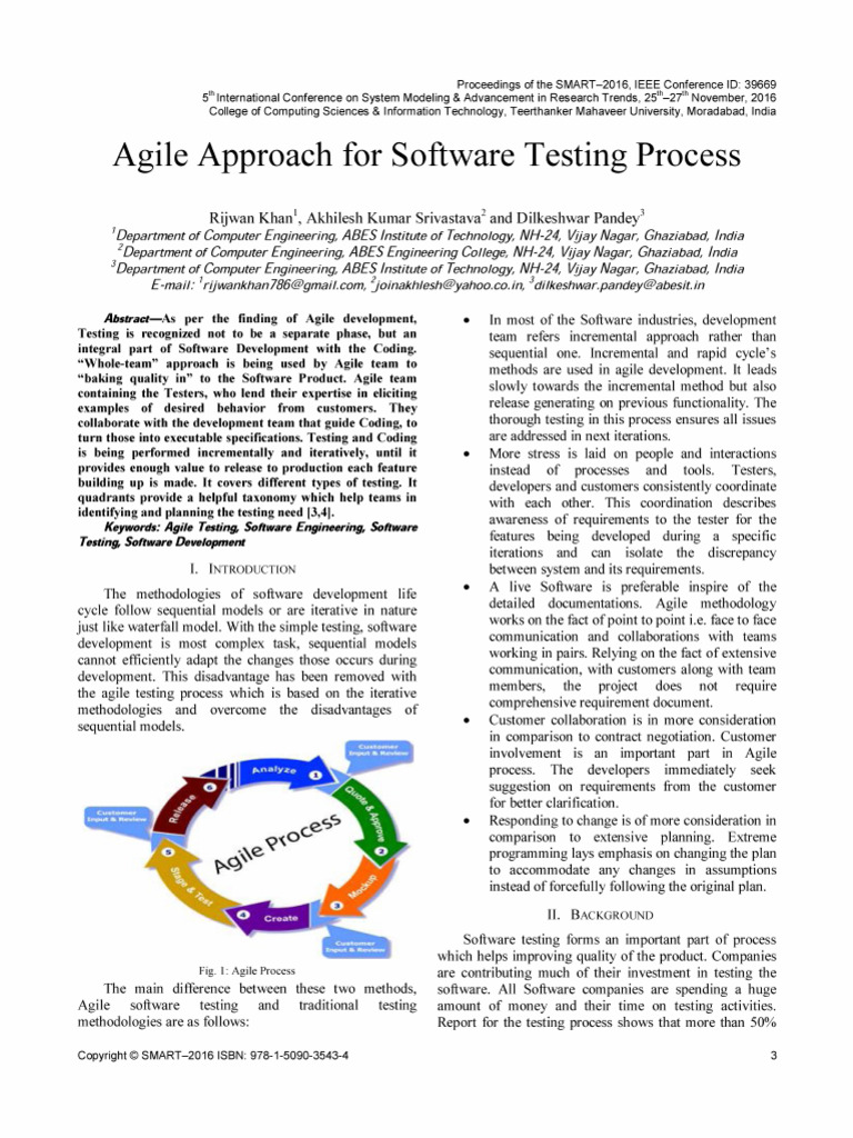 Agile Approach For Software Testing Process | PDF | Agile Software ...