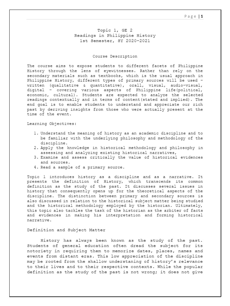 Readings in The Philippine History | PDF | Primary Sources | Methodology
