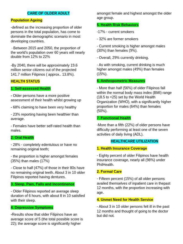Care Strategies for Older Adults | PDF | Nutrition | Diet & Nutrition