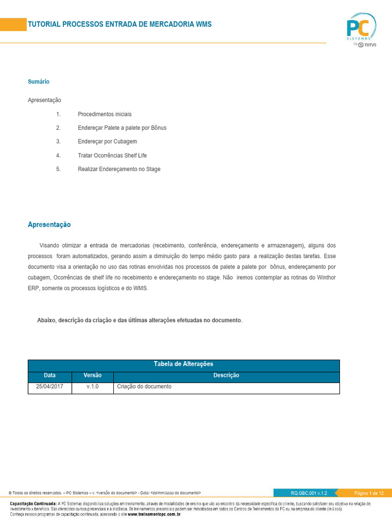 Tutorial WMS: Entrada de Mercadorias | PDF | PCs (computadores ...