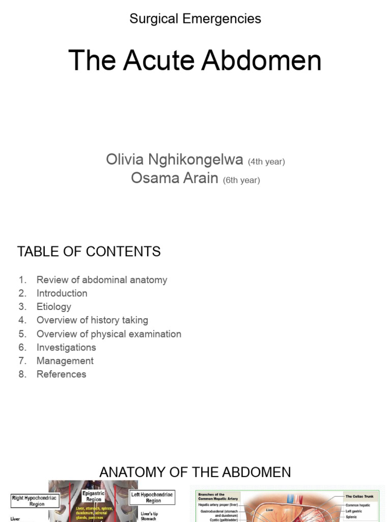 Management of Acute Surgical Abdomen | PDF | Digestive Diseases ...