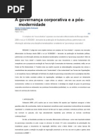A governança corporativa e a pós modernidade