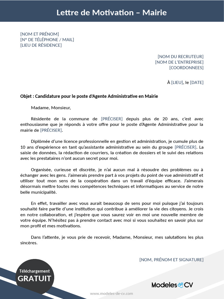 96 Lettre de Motivation Mairie | PDF | Informatique