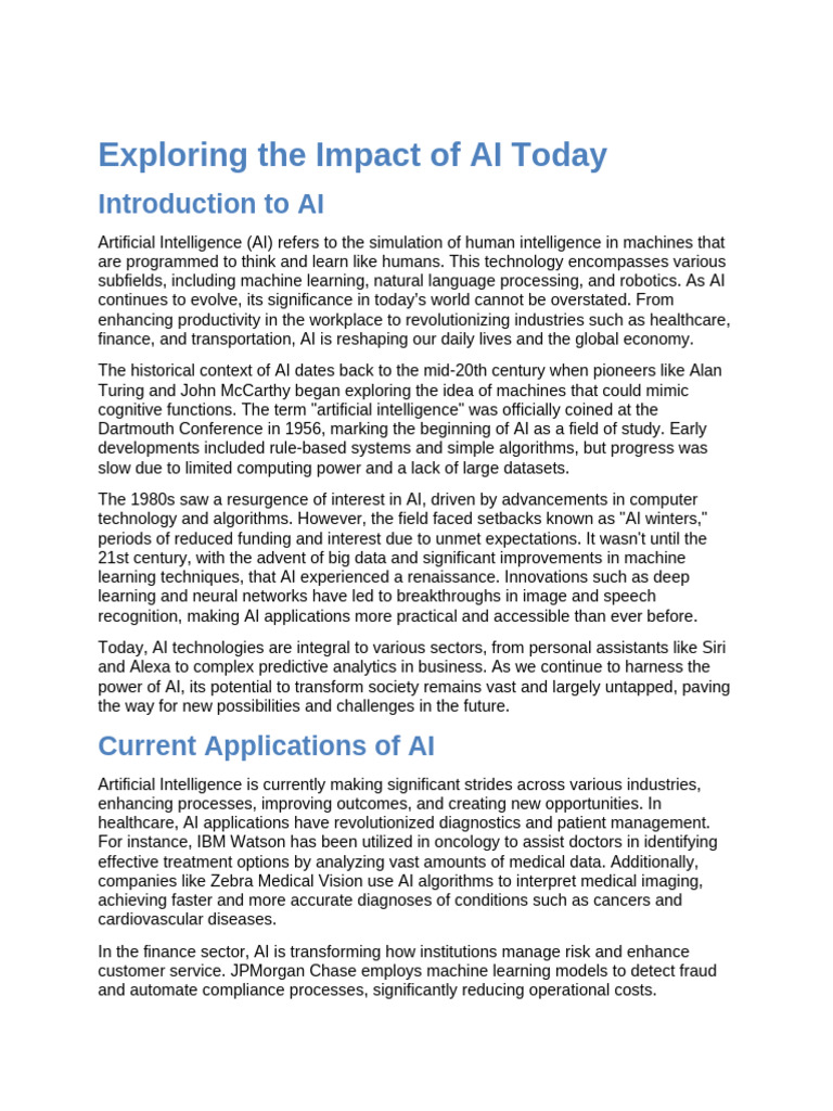 The Impact of AI on Industries Today | PDF | Artificial Intelligence ...