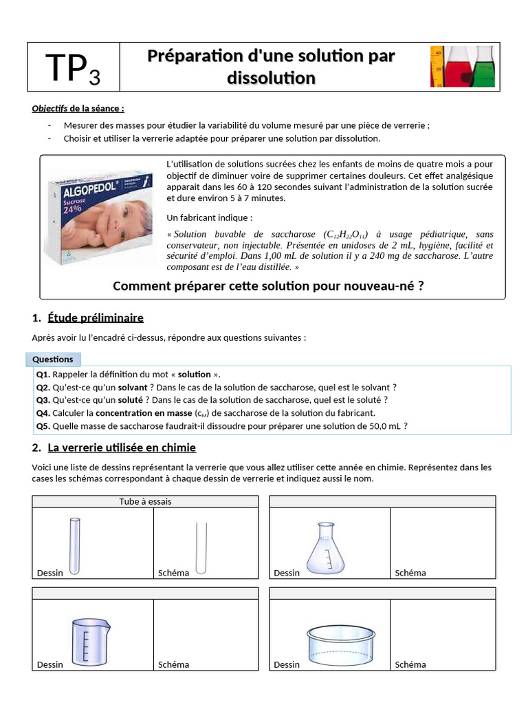 Préparation d'une solution par dissolution | PDF | Écart type