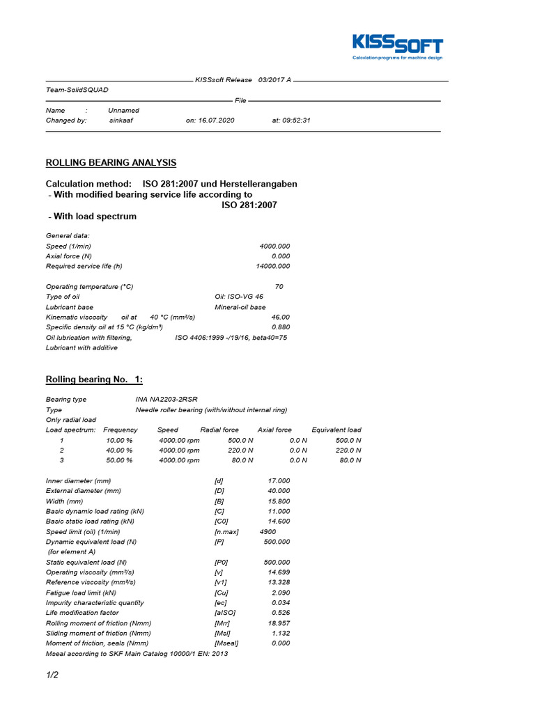 Rolling Bearing Analysis Report | PDF | Bearing (Mechanical) | Friction
