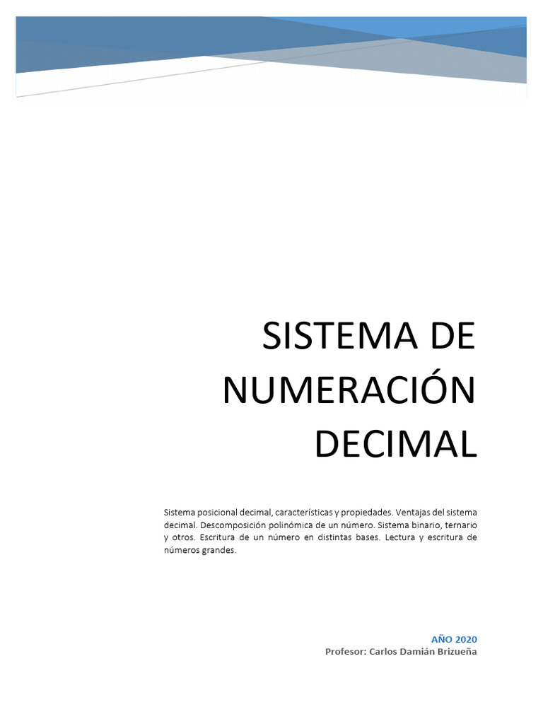 Sistema de Numeración Decimal Explicado | PDF | Números | Decimal