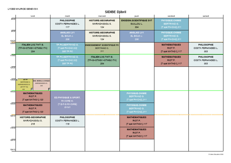 Emploi du temps 2025 - Lycée Genevoix | PDF