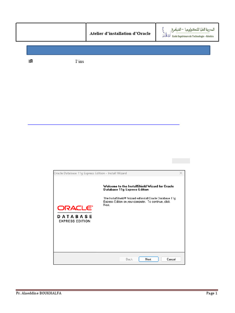 Installation d'Oracle Database XE 11.2 | PDF | Base de données Oracle ...