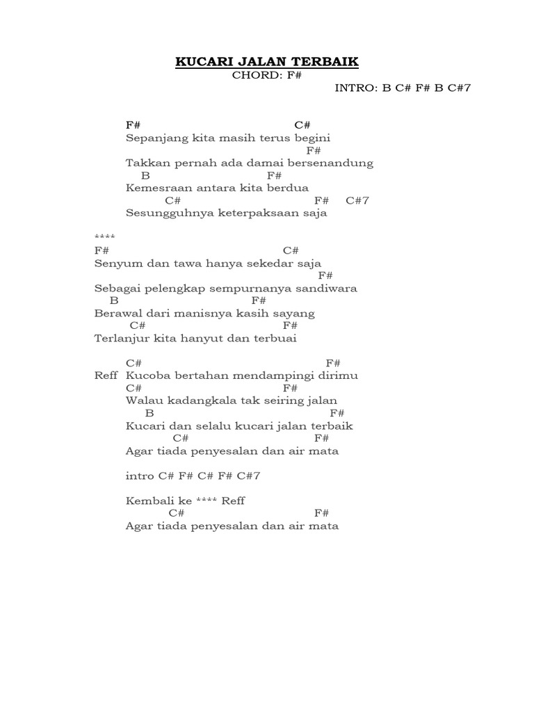 Chord Lagu Cinta dan Penyesalan | PDF