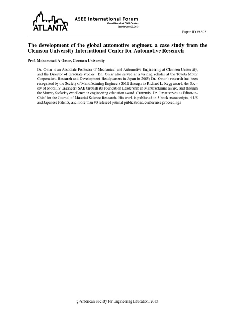 The Development of The Global Automotive Engineer A Case Study From The ...