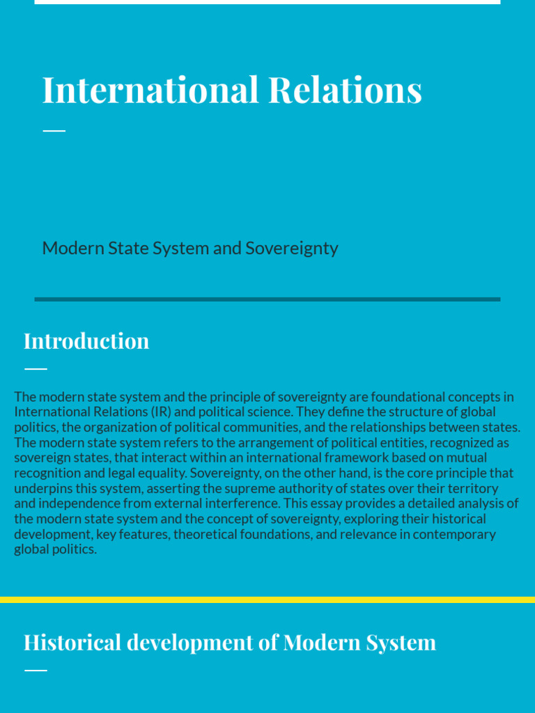 Modern State System and Sovereignty Explained | PDF | Sovereignty ...