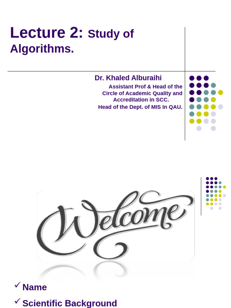 Lecture 2 Study of Algorithms | PDF | Algorithms | Computer Programming