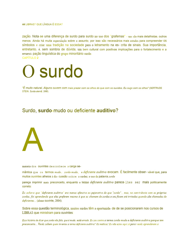 Cap 2 Libras Que Lingua E Essa Pdf Surdez Linguagem De Sinais