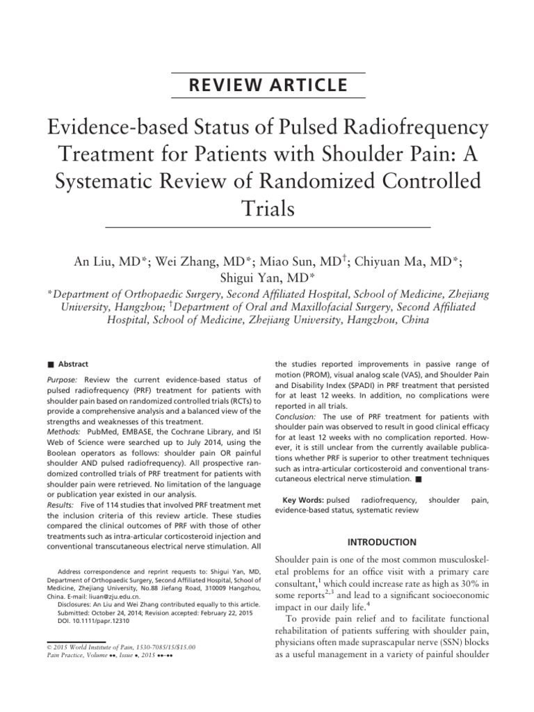 Liu Mbe RF Supraescapular P Practice 2015 | PDF | Systematic Review ...